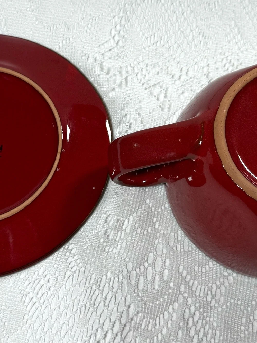 Carmen Broccato collection by Crate&Barrel Red Jumbo Mug & Plate
